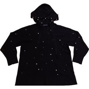 Zara Knit Black Pearl Accents Hooded Sweater Size S